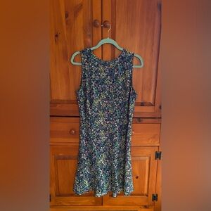 LOFT Yellow and Blue Sleeveless Sundress Casual Crew Neck